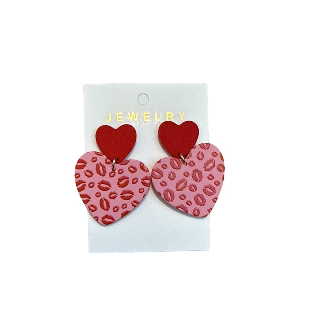 Red and Pink Heart Earrings
